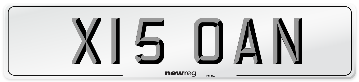 X15 OAN Number Plate from New Reg